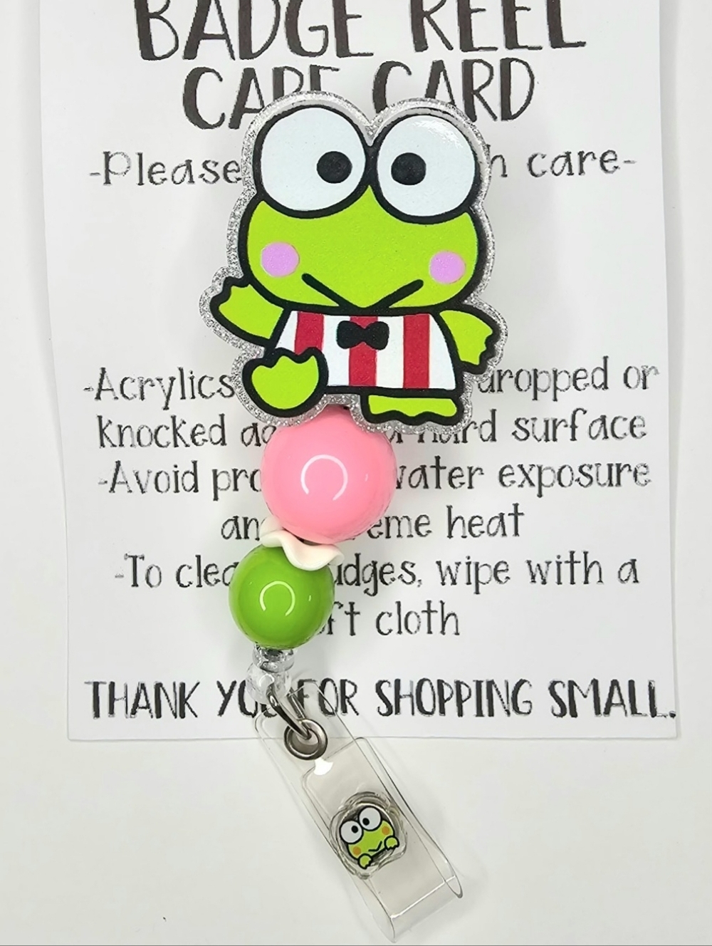 Hand Crafted Sanrio Keroppi Badge Reel